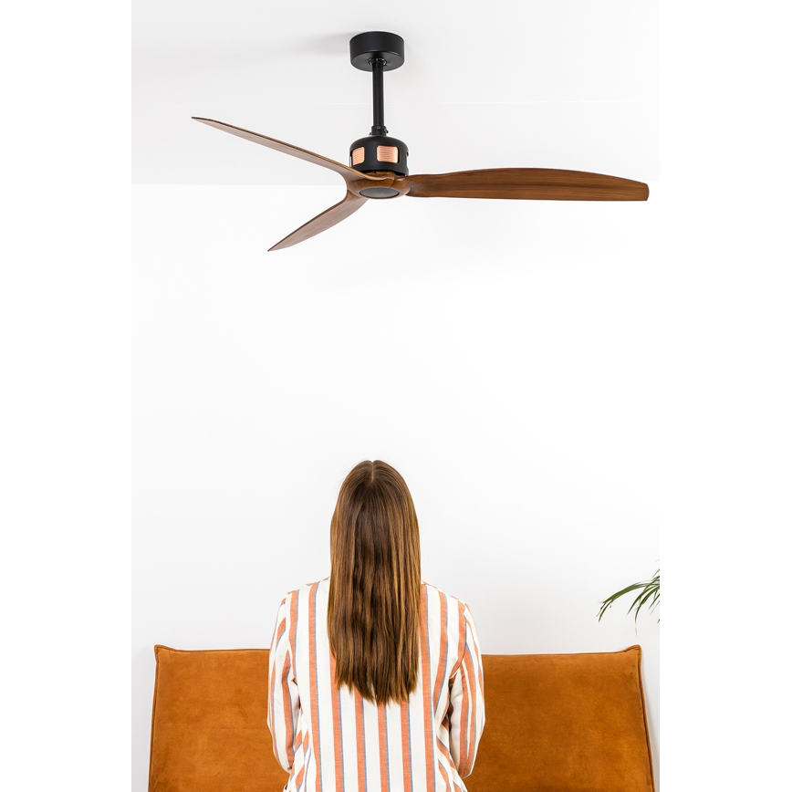 FARO 33451WT - Plafondventilator COPPER FAN M, diameter 128 cm, bruin/zwart, Wi-Fi Tuya + afstandsbediening