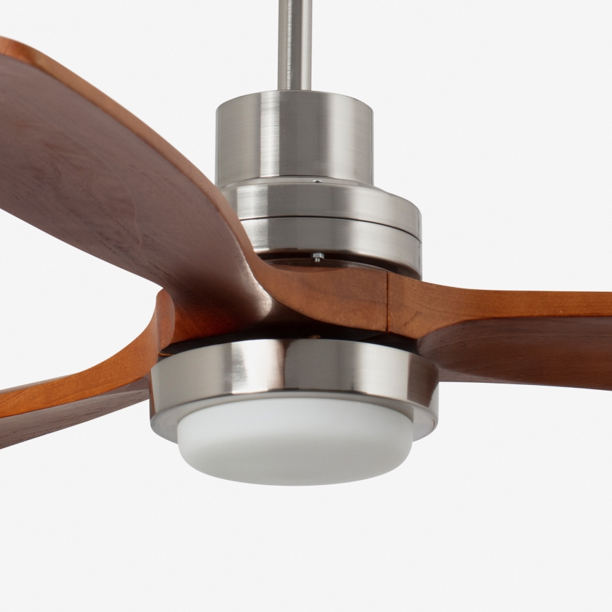 FARO 33463DC - LED Plafondventilator LANTAU LED/12W/230V hout/mat chroom d. 168 cm + afstandsbediening