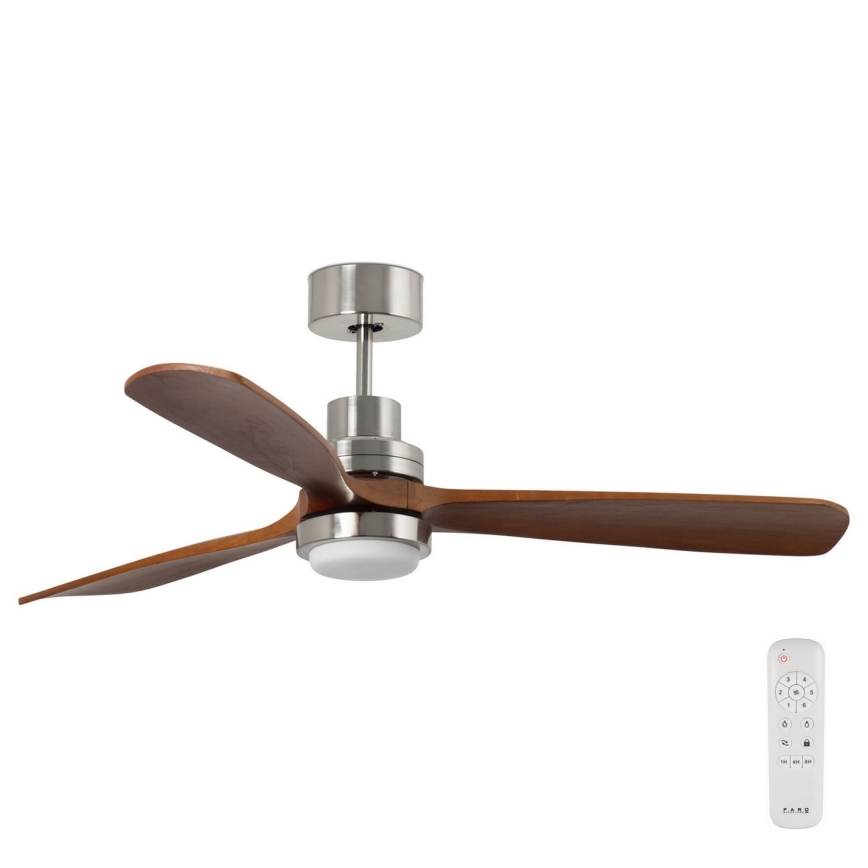 FARO 33463DC - LED Plafondventilator LANTAU LED/12W/230V hout/mat chroom d. 168 cm + afstandsbediening