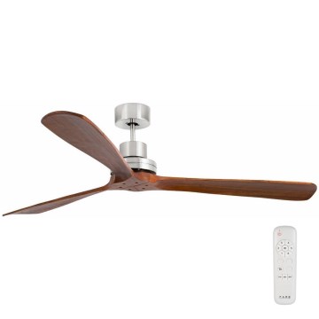 FARO 33464DC - Plafondventilator LANTAU XL bruin/mat chroom diameter 168 cm + afstandsbediening