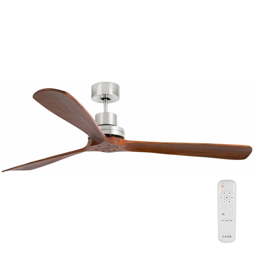 FARO 33464DC - Plafondventilator LANTAU XL bruin/mat chroom diameter 168 cm + afstandsbediening