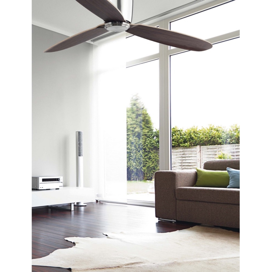 FARO 33472N - Plafondventilator NIAS mat chroom/bruin diameter 132 cm + afstandsbediening