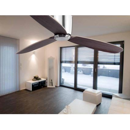 FARO 33472N - Plafondventilator NIAS mat chroom/bruin diameter 132 cm + afstandsbediening