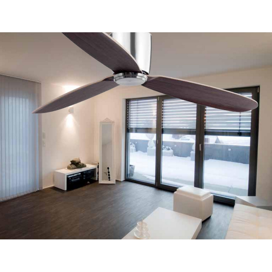FARO 33472N - Plafondventilator NIAS mat chroom/bruin diameter 132 cm + afstandsbediening