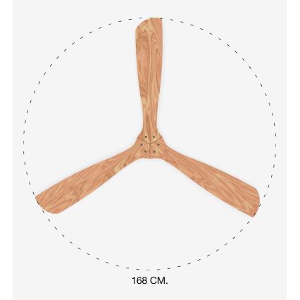 FARO 33504DC - Plafondventilator LANTAU XL hout/mat chroom diameter 168 cm + afstandsbediening