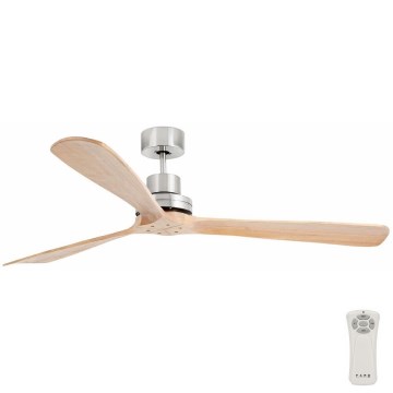FARO 33504DC - Plafondventilator LANTAU XL hout/mat chroom diameter 168 cm + afstandsbediening