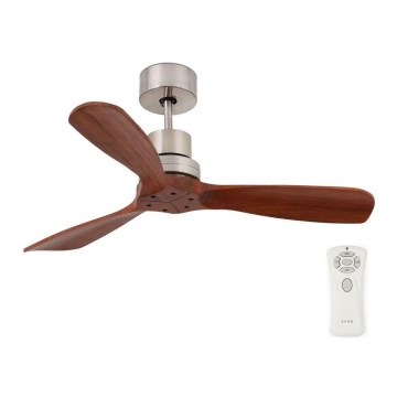 FARO 33508DC - Plafondventilator MINI LANTAU mat chroom/bruin diameter 108 cm + afstandsbediening
