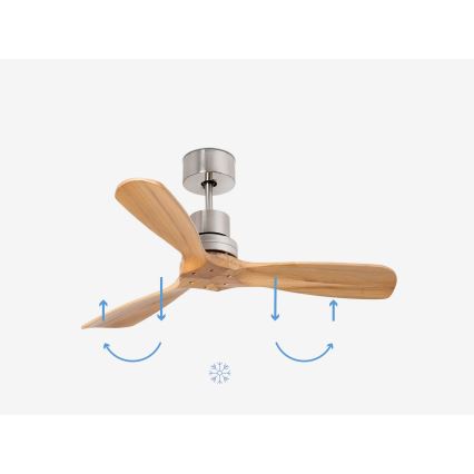 FARO 33509DC - Plafondventilator MINI LANTAU mat chroom/hout diameter 107 cm + afstandsbediening