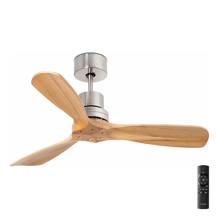 FARO 33509DC - Plafondventilator MINI LANTAU mat chroom/hout diameter 107 cm + afstandsbediening