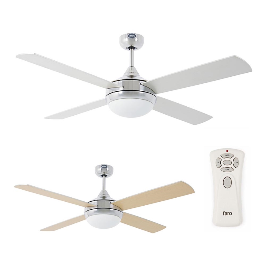 FARO 33701 - Plafondventilator ICARIA met afstandsbediening 2xE27/20W/230V grijs d. 132 cm + afstandsbediening