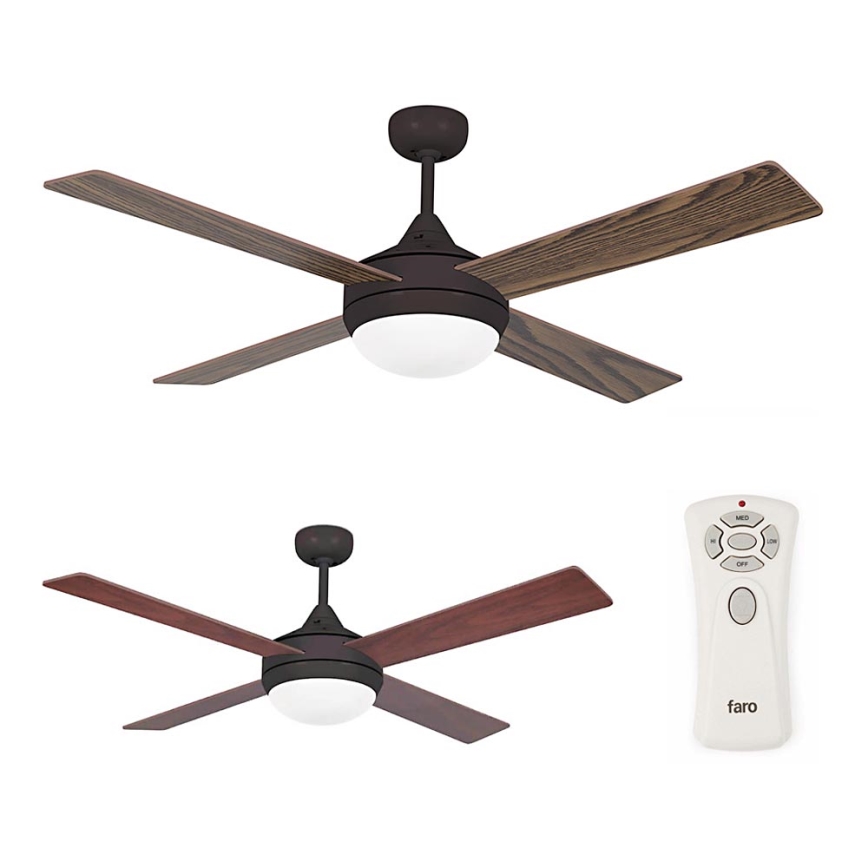 FARO 33702 - Plafondventilator ICARIA 2xE27/20W/230V bruin d. 132 cm + afstandsbediening