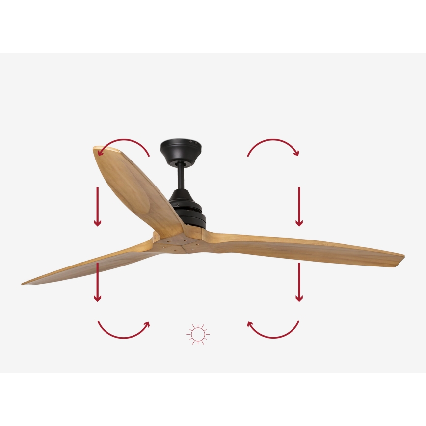 FARO 33718DC- Plafondventilator ALO L hout/zwart d. 152 cm + afstandsbediening