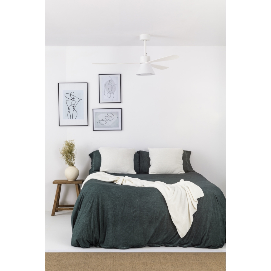 FARO 33760WT-22 - Dimbare plafondventilator AMELIA L CONE LED/20W/230V 2700/3500/5000K wit pr. 132 cm Wi-Fi Tuya + afstandsbediening