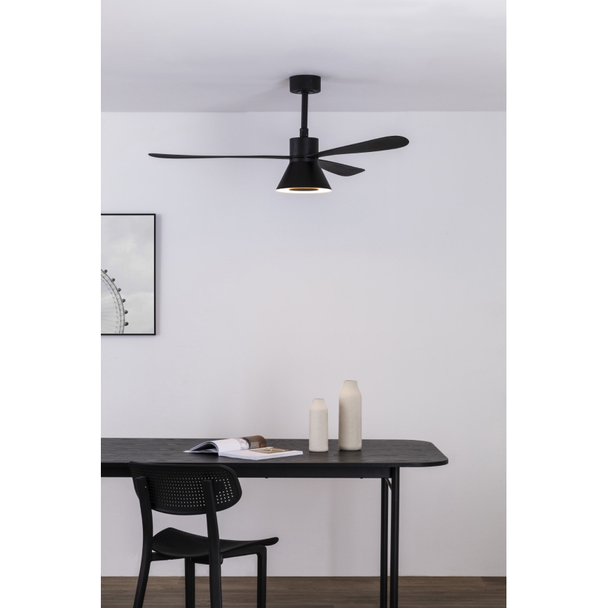 FARO 33761WT-23 - LED dimbare plafondventilator AMELIA L CONE LED/20W/230V 2700/3500/5000K zwart diameter 132 cm Wi-Fi Tuya + afstandsbediening