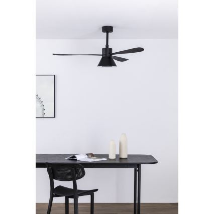 FARO 33761WT-23 - LED dimbare plafondventilator AMELIA L CONE LED/20W/230V 2700/3500/5000K zwart diameter 132 cm Wi-Fi Tuya + afstandsbediening