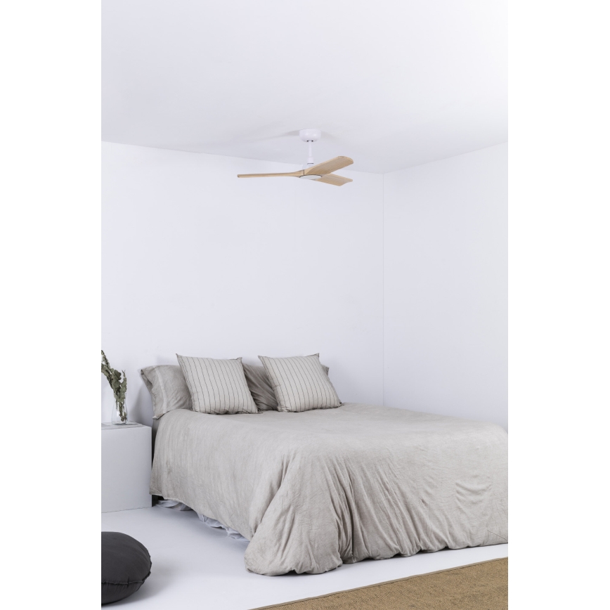FARO 33805WT - Plafondventilator HEYWOOD S hout/wit diameter 90 cm Wi-Fi Tuya + afstandsbediening