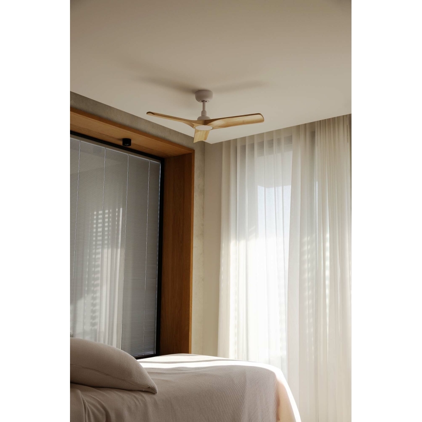 FARO 33805WT - Plafondventilator HEYWOOD S hout/wit diameter 90 cm Wi-Fi Tuya + afstandsbediening