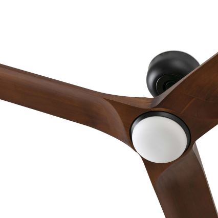 FARO 33806WT-1TW - LED dimbare plafondventilator HEYWOOD S LED/10W/230V 2700/4000/6000K hout/zwart diameter 90 cm Wi-Fi Tuya + afstandsbediening