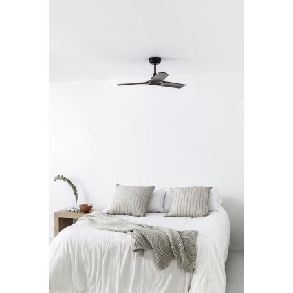 FARO 33806WT - Plafondventilator HEYWOOD S hout/zwart diameter 90 cm Wi-Fi Tuya + afstandsbediening
