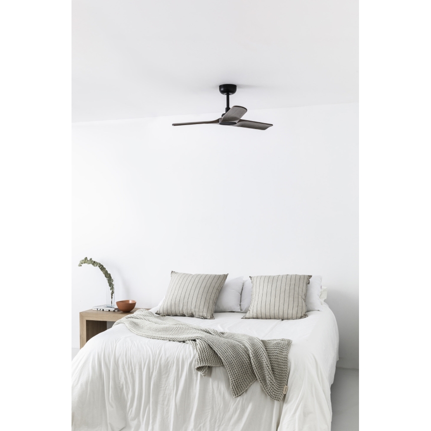 FARO 33806WT - Plafondventilator HEYWOOD S hout/zwart diameter 90 cm Wi-Fi Tuya + afstandsbediening