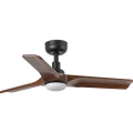 FARO 33806WT1S - Dimbare LED-plafondventilator HEYWOOD S met LED/10W/230V, 2700/3000/4000K, Ø 90 cm, hout/zwart, Wi‑Fi Tuya + afstandsbediening