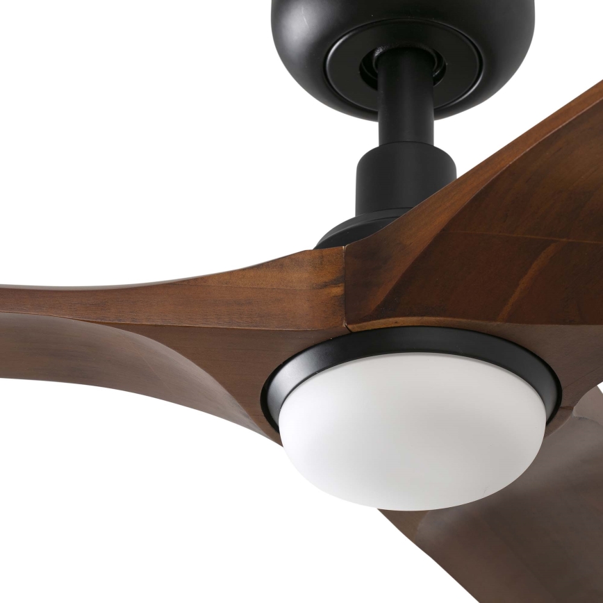 FARO 33806WT1S - Dimbare LED-plafondventilator HEYWOOD S met LED/10W/230V, 2700/3000/4000K, Ø 90 cm, hout/zwart, Wi‑Fi Tuya + afstandsbediening