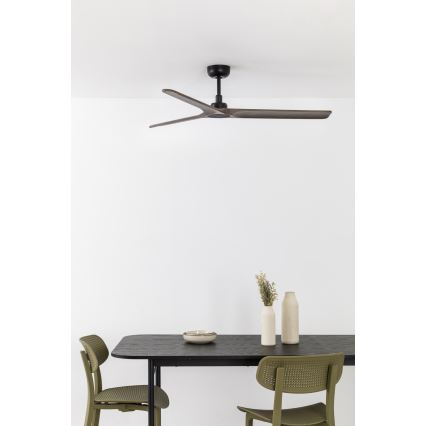 FARO 33809WT - Plafondventilator HEYWOOD L hout/zwart diameter 132 cm Wi-Fi Tuya + afstandsbediening