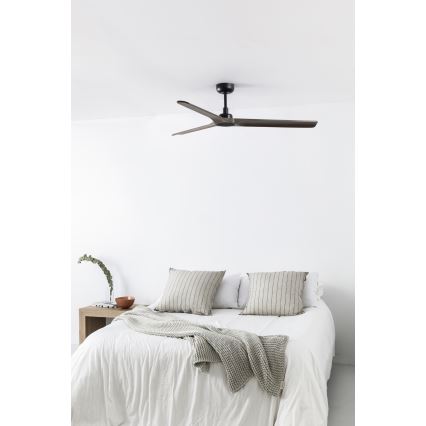 FARO 33809WT - Plafondventilator HEYWOOD L hout/zwart diameter 132 cm Wi-Fi Tuya + afstandsbediening