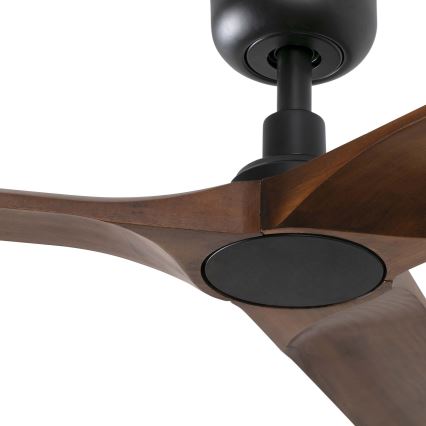 FARO 33809WT - Plafondventilator HEYWOOD L hout/zwart diameter 132 cm Wi-Fi Tuya + afstandsbediening