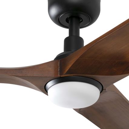 FARO 33809WT1S - LED-dimbare plafondventilator HEYWOOD L LED/10W/230V 2700/3000/4000K Ø 132 cm hout/zwart Wi-Fi Tuya + afstandsbediening