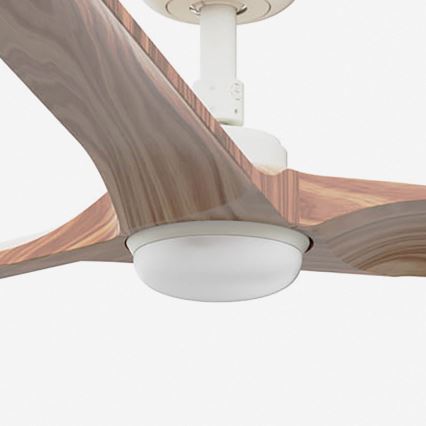FARO 33810-1TW - LED dimbare plafondventilator HEYWOOD L LED/10W/230V 2700/3000/4000K hout/wit Ø 132 cm + afstandsbediening