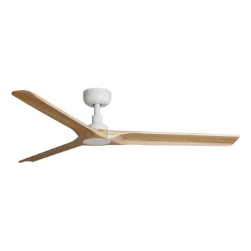 FARO 33810WT - Plafondventilator HEYWOOD L hout/wit diameter 132 cm Wi-Fi Tuya + afstandsbediening