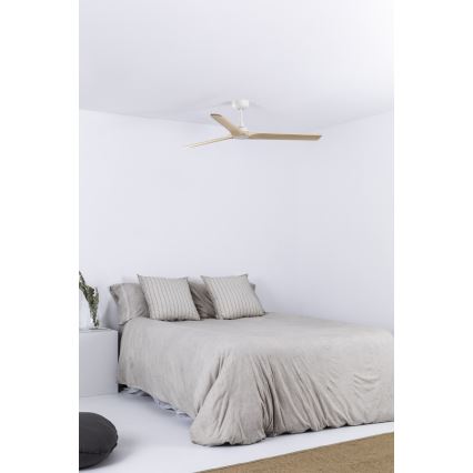 FARO 33810WT - Plafondventilator HEYWOOD L hout/wit diameter 132 cm Wi-Fi Tuya + afstandsbediening
