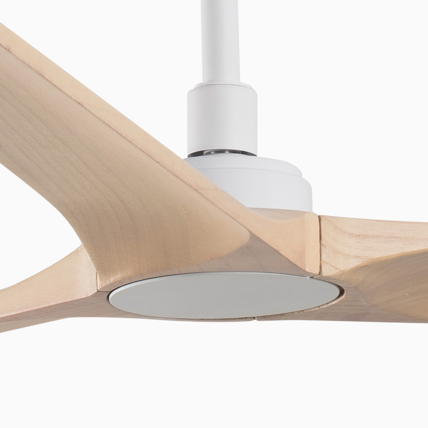 FARO 33810WT - Plafondventilator HEYWOOD L hout/wit diameter 132 cm Wi-Fi Tuya + afstandsbediening