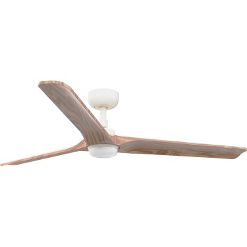 FARO 33810WT1S - Dimbare LED-plafondventilator HEYWOOD L LED/10W/230V 2700/3000/4000K Ø 132 cm hout/wit Wi-Fi Tuya + afstandsbediening
