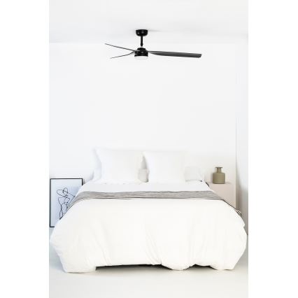 FARO 33815WT1S - Dimbare LED-plafondventilator PUNT M LED/18W/230V 2700/3000/4000K Ø 132 cm zwart Wi-Fi Tuya + afstandsbediening