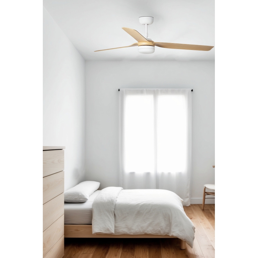 FARO 33816WT-20 - LED dimbare plafondventilator PUNT M LED/18W/230V bruin/wit diameter 132 cm Wi-Fi Tuya + afstandsbediening