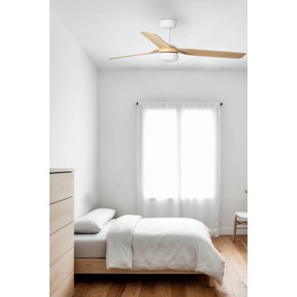 FARO 33816WT1S - Dimbare LED-plafondventilator PUNT M LED/18W/230V 2700/3000/4000K Ø 132 cm beige/wit Wi-Fi Tuya + afstandsbediening