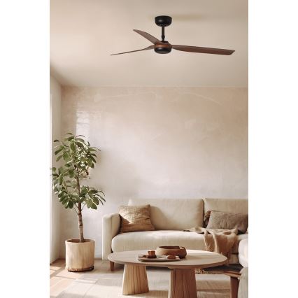 FARO 33817WT - Plafondventilator PUNT M bruin/zwart diameter 132 cm Wi-Fi Tuya + afstandsbediening
