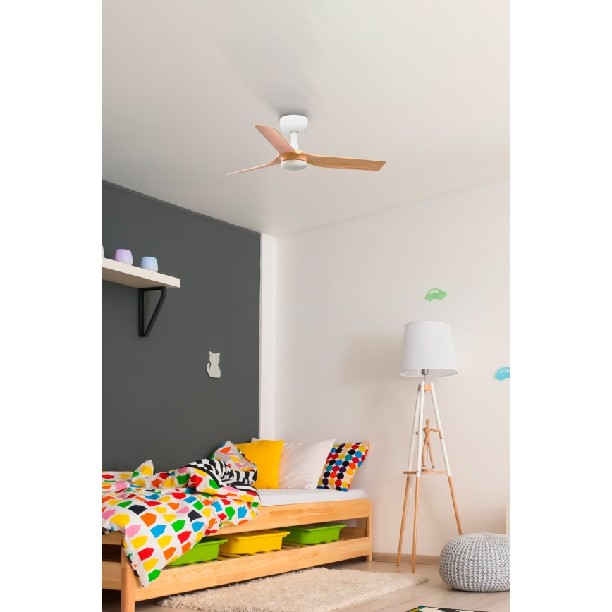 FARO 33821 - Plafondventilator MINI PUNT S bruin/wit diameter 90 cm + afstandsbediening