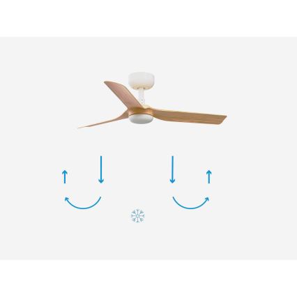 FARO 33821 - Plafondventilator MINI PUNT S bruin/wit diameter 90 cm + afstandsbediening