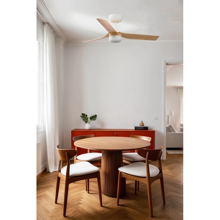 FARO 33821WT-1TW - LED dimbare plafondventilator MINI PUNT S LED/10W/230V 2700/4000/6000K bruin/wit diameter 90 cm Wi-Fi Tuya + afstandsbediening