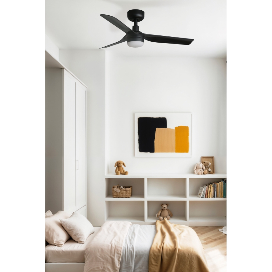 FARO 33822WT-1TW - LED dimbare plafondventilator MINI PUNT S LED/10W/230V 2700/4000/6000K zwart diameter 90 cm Wi-Fi Tuya + afstandsbediening