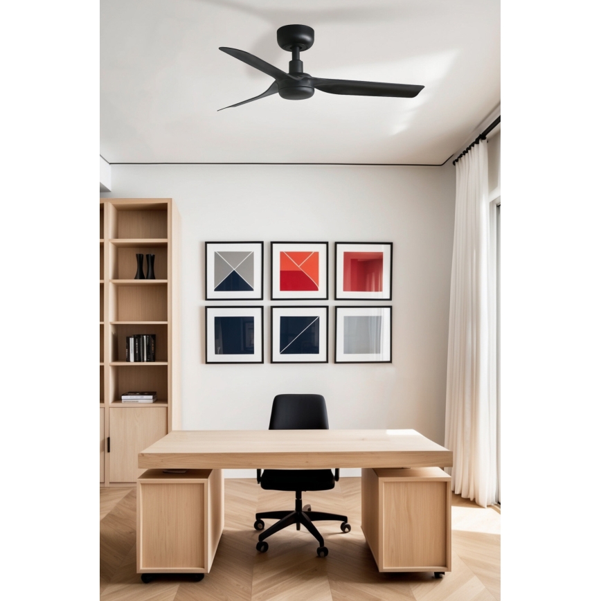 FARO 33822WT - Plafondventilator MINI PUNT S zwart diameter 90 cm Wi-Fi Tuya + afstandsbediening