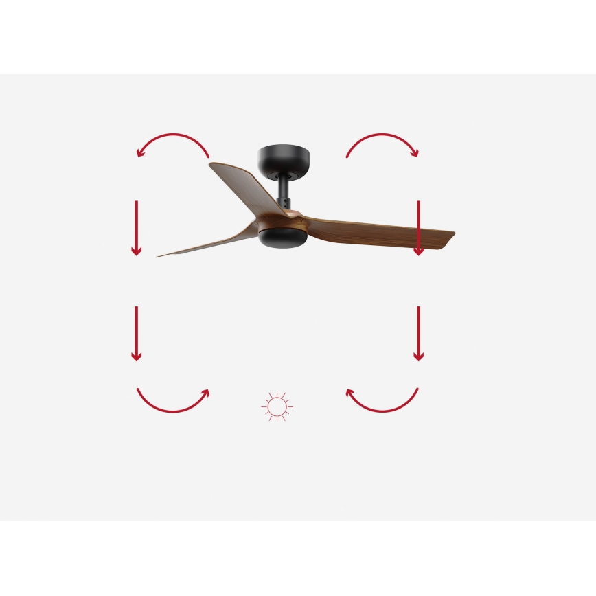 FARO 33823 - Plafondventilator MINI PUNT S bruin/zwart diameter 90 cm + afstandsbediening