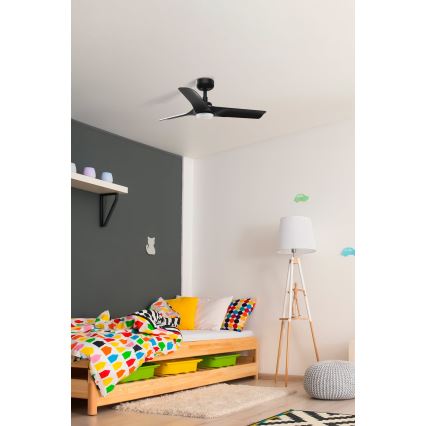 FARO 33825-1TW - LED dimbare plafondventilator HEY S LED/10W/230V 2700/4000/6000K zwart diameter 90 cm + afstandsbediening