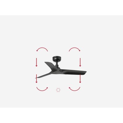 FARO 33825WP - Plafondventilator HEY S zwart diameter 90 cm SMART + afstandsbediening