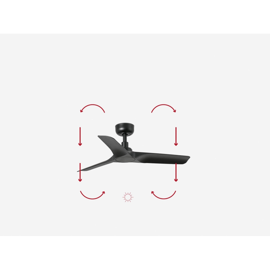 FARO 33825WP - Plafondventilator HEY S zwart diameter 90 cm SMART + afstandsbediening