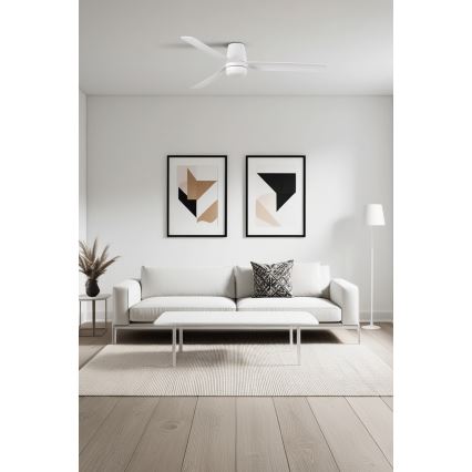 FARO 33828-1TW - Dimbare LED-plafondventilator PUNT TUB M LED/18W/230V 2700/3000/4000K Ø 130 cm wit, incl. afstandsbediening