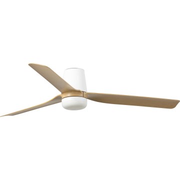 FARO 33829-1TW - LED dimbare plafondventilator PUNT TUB M LED/18W/230V 3000/4200/6500K diameter 130 cm wit/brown+ afstandsbediening